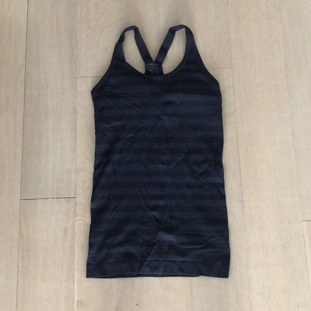 Lululemon Racer Back Blue Stripe Workout Tank